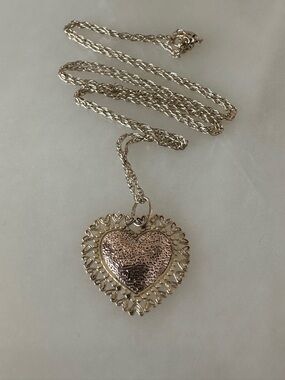 14k Solid Yellow & Rose Gold Heart Pendant Necklace